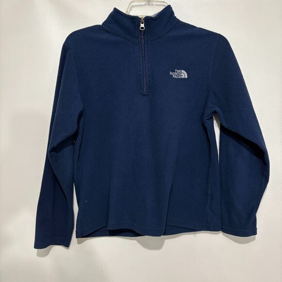 The North Face Boys L 14-16 Navy Blue Fleece 1/2 Zip Pullover Lightweight - Picture 1 of 5